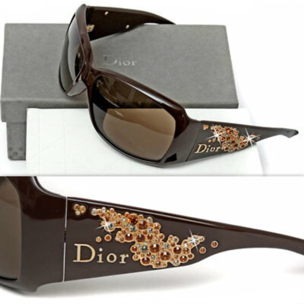 Dior & Swarovski crystal brown strassy sunglasses - Picture 1 of 8